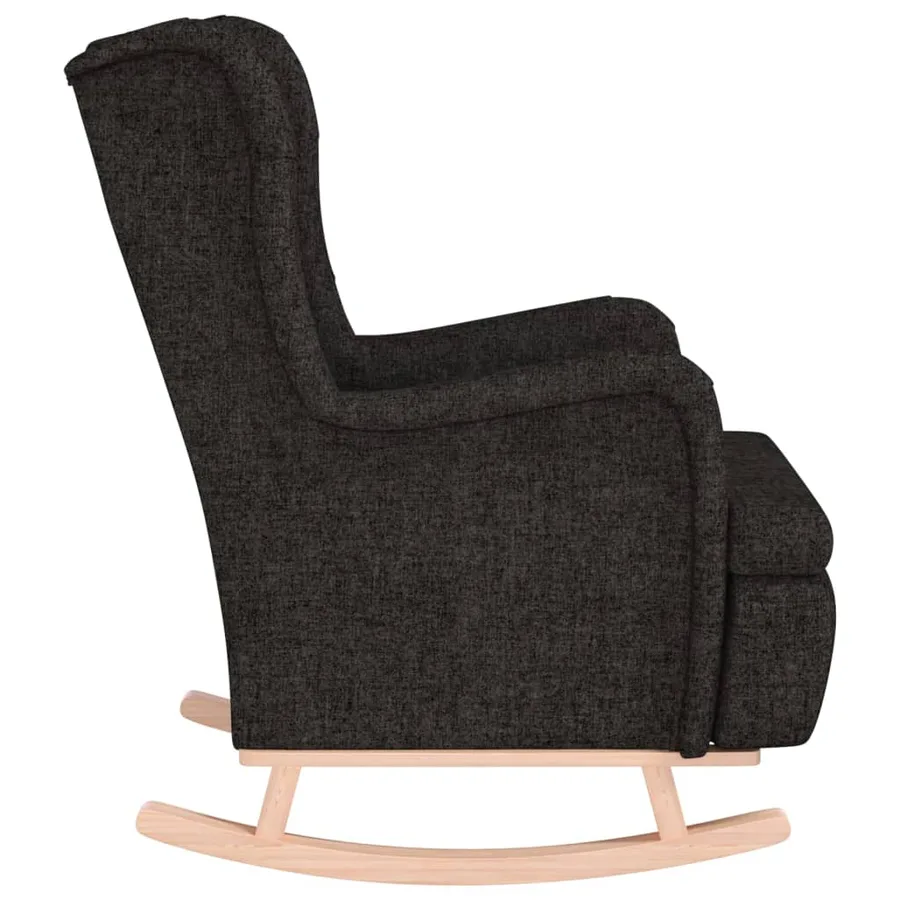 Fauteuil avec pieds à bascule en bois d'hévéa Noir Tissu - 4