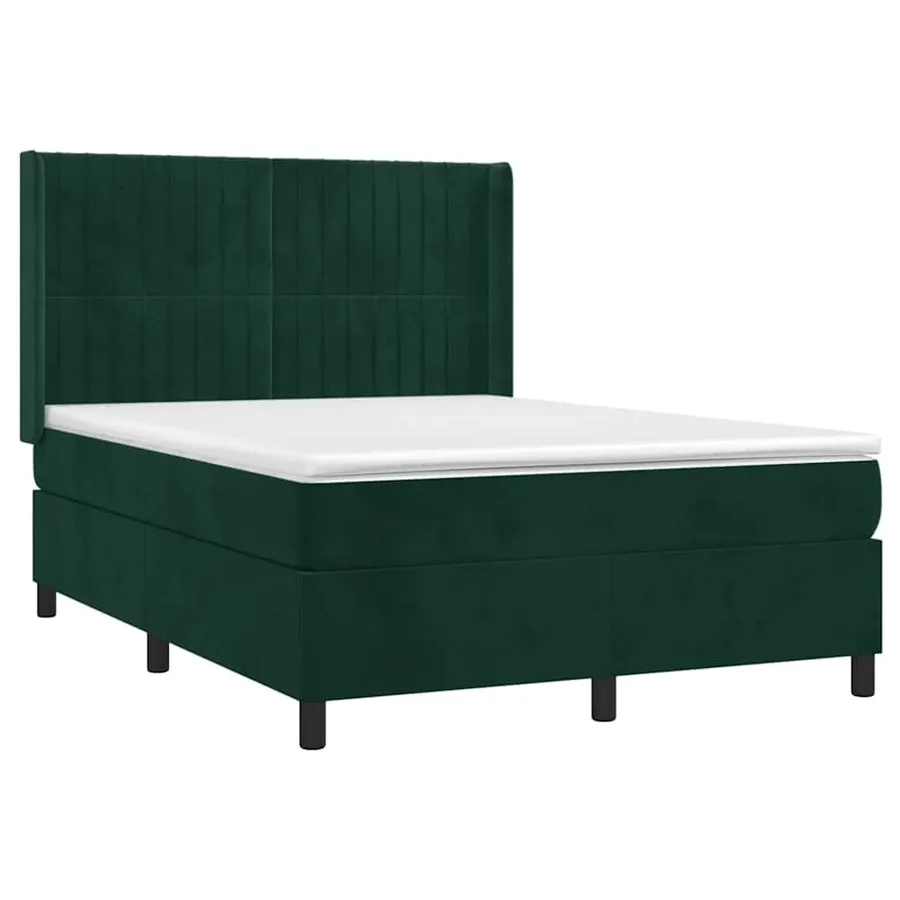 Sommier à lattes de lit matelas et LED Vert foncé 140x200 cm - 4