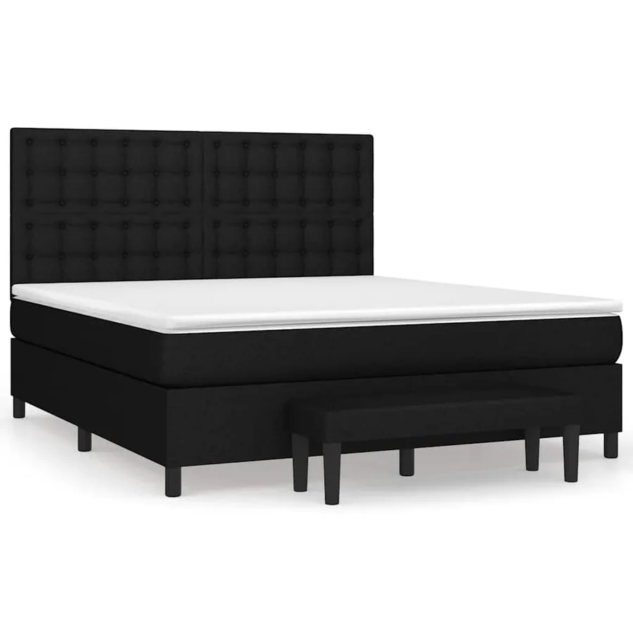 Sommier à lattes de lit avec matelas Noir 160x200 cm Tissu - 2