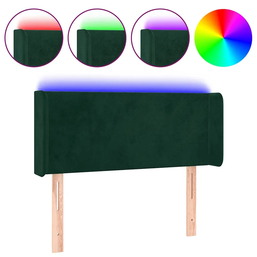 Tête de lit à LED Vert foncé 93x16x78/88 cm Velours - 2