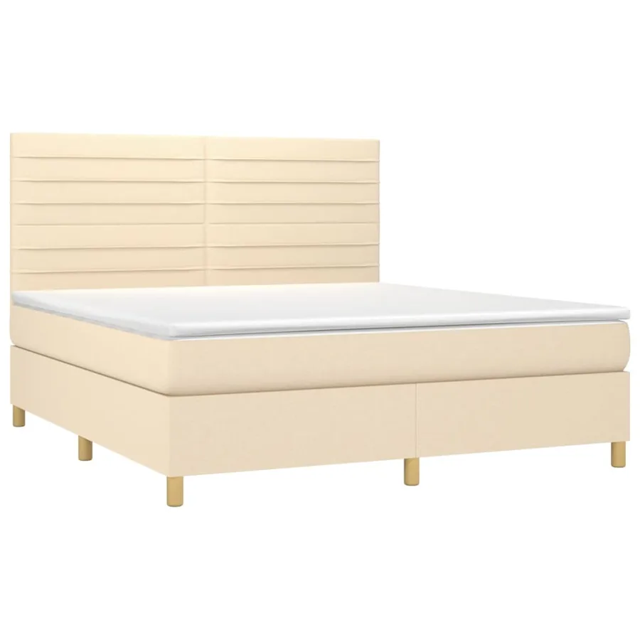 Sommier à lattes de lit avec matelas Crème 180x200 cm Tissu - 3