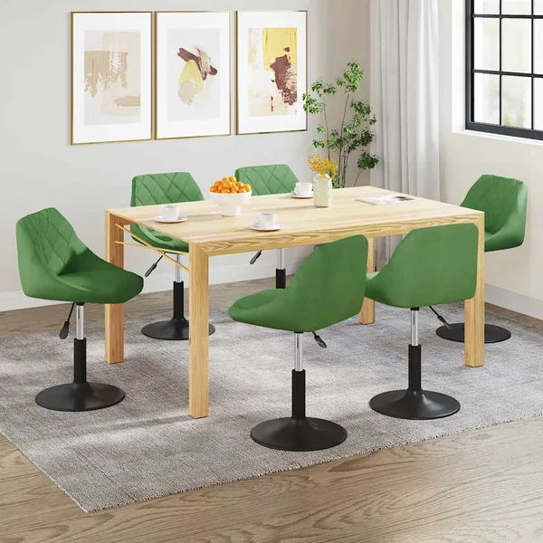 Chaises pivotantes à manger lot de 6 vert clair velours