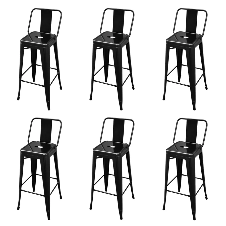 Tabourets de bar lot de 6 noir acier
