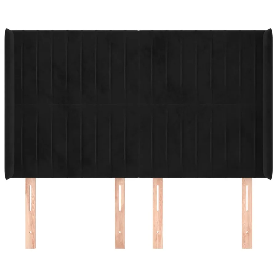 Tête de lit avec oreilles Noir 147x16x118/128 cm Velours - 3