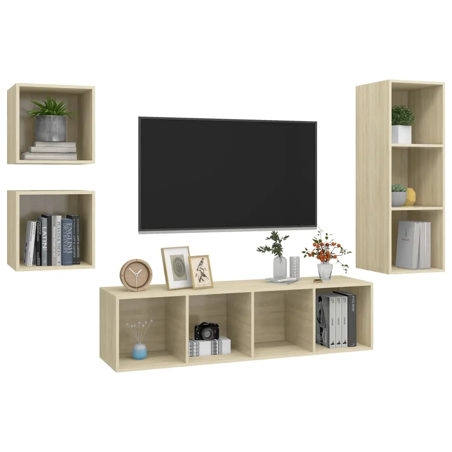 Ensemble de meubles TV 4 pcs Chêne sonoma Bois d'ingénierie - 3