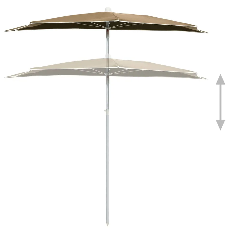 Demi-parasol de jardin avec mât 180x90 cm taupe - 4