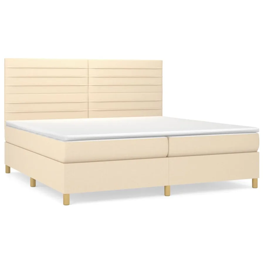 Sommier à lattes de lit avec matelas Crème 200x200 cm Tissu - 2