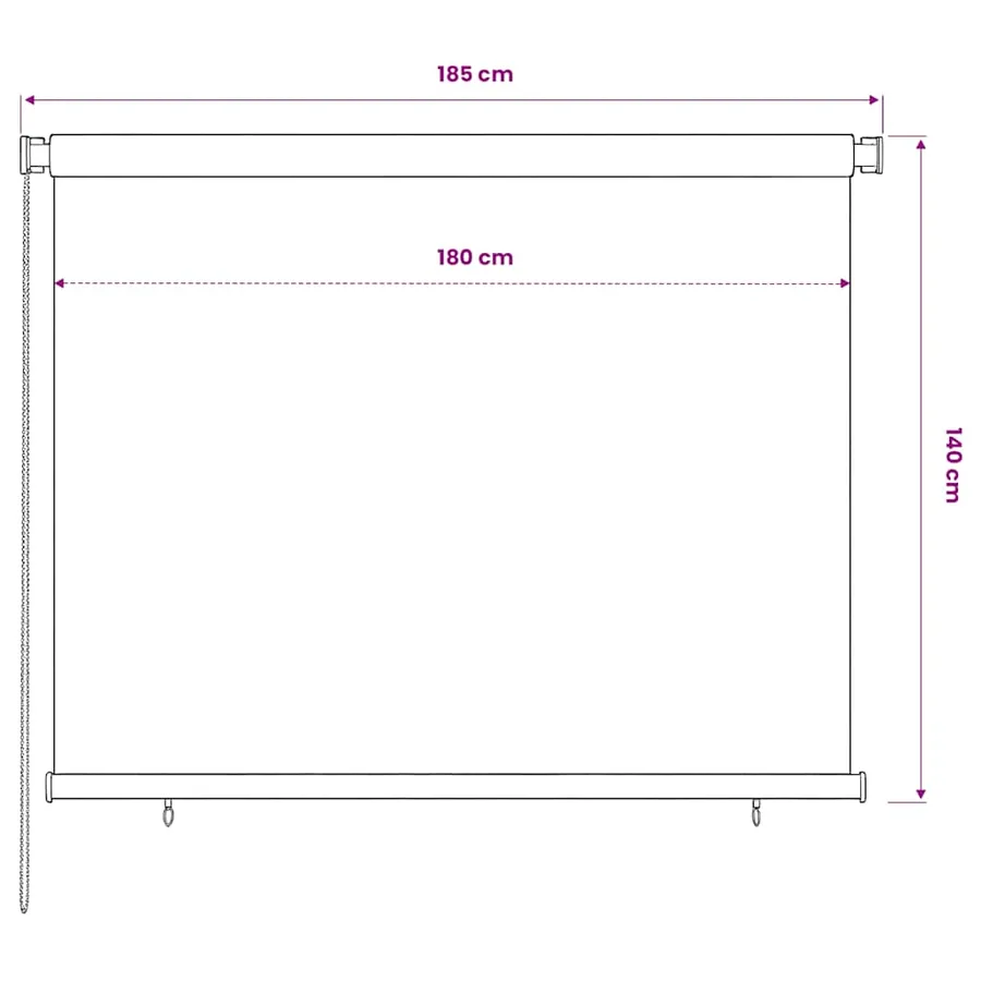 Store roulant d'extérieur 185 (l) x 140 (H) cm noir - 6