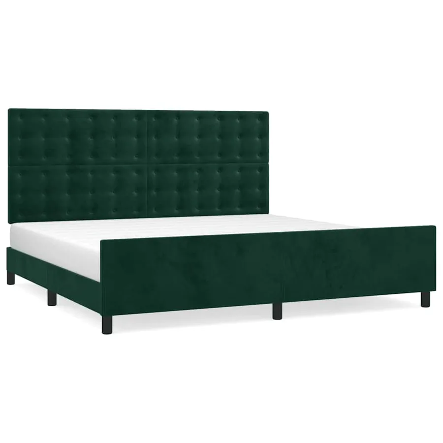Cadre de lit sans matelas vert foncé 200x200 cm velours - 2