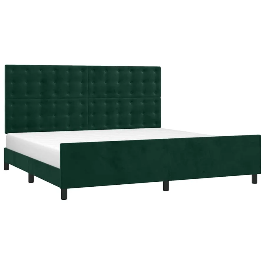 Cadre de lit sans matelas vert foncé 200x200 cm velours - 3
