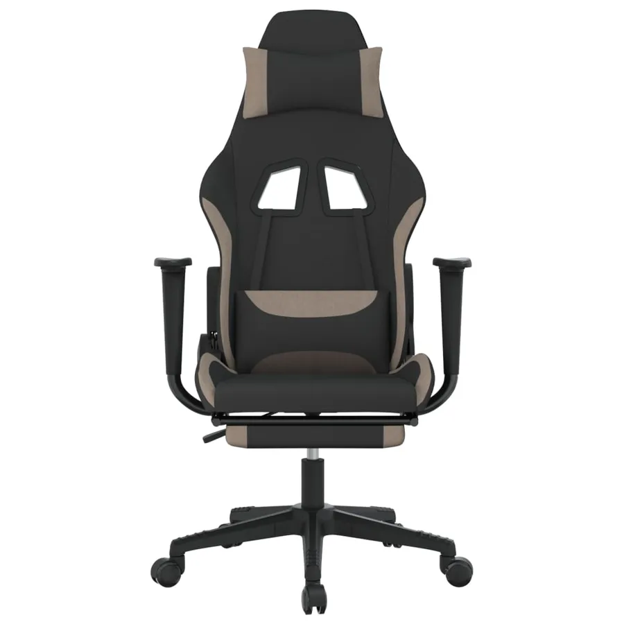 Chaise de jeu de massage avec repose-pied Noir et taupe Tissu - 4