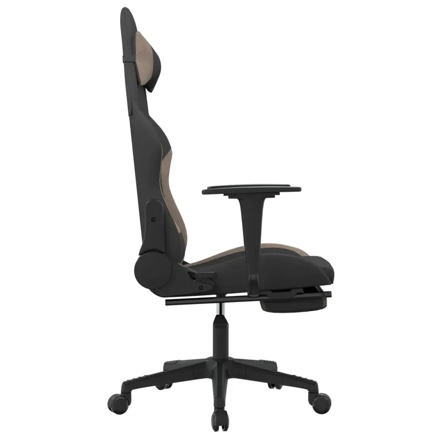Chaise de jeu de massage avec repose-pied Noir et taupe Tissu - 5