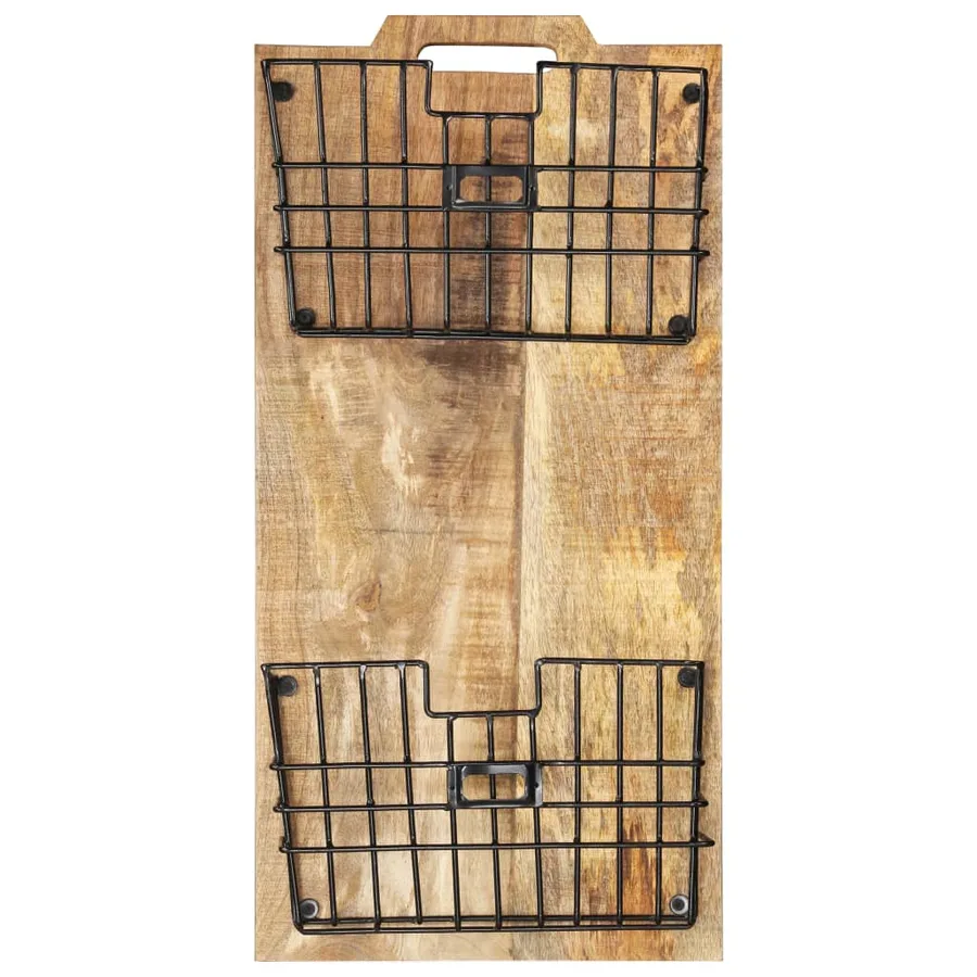 Porte-revue mural 33x10x67 cm Bois de manguier solide brut - 2