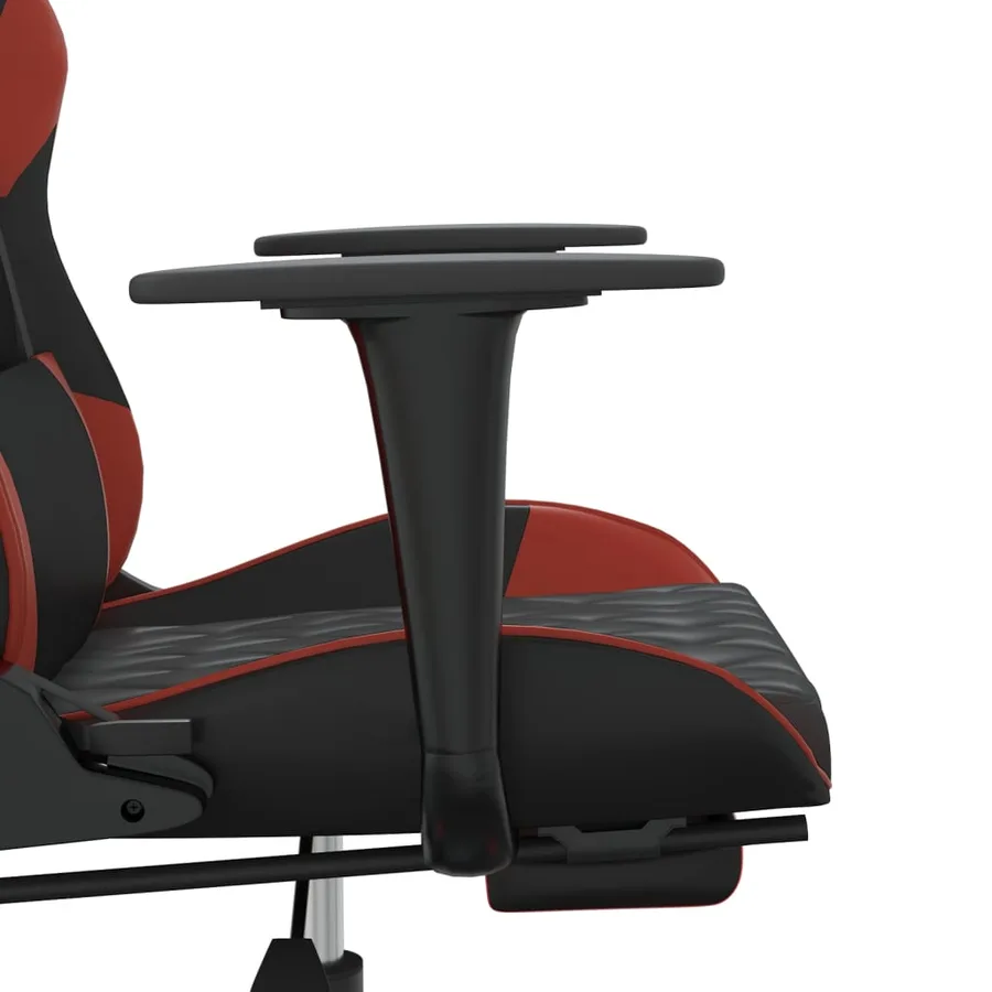 Chaise de jeu avec repose-pied Noir/rouge bordeaux Similicuir - 10