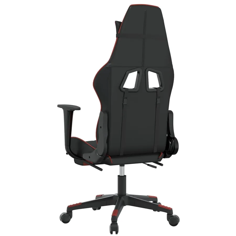 Chaise de jeu avec repose-pied Noir/rouge bordeaux Similicuir - 5