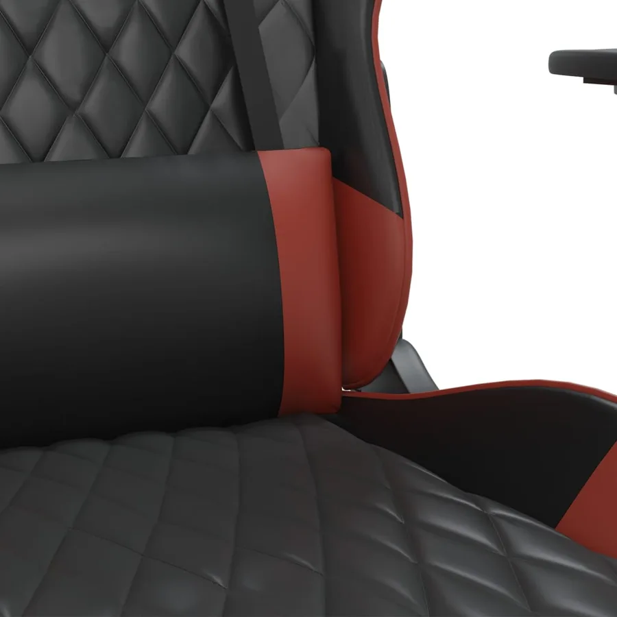 Chaise de jeu avec repose-pied Noir/rouge bordeaux Similicuir - 9