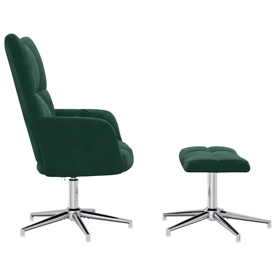Chaise de relaxation avec tabouret Vert foncé Velours - 7