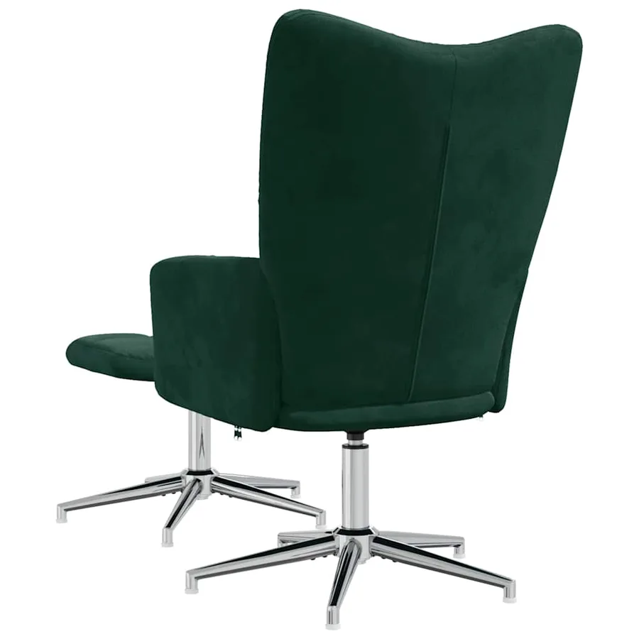 Chaise de relaxation avec tabouret Vert foncé Velours - 8