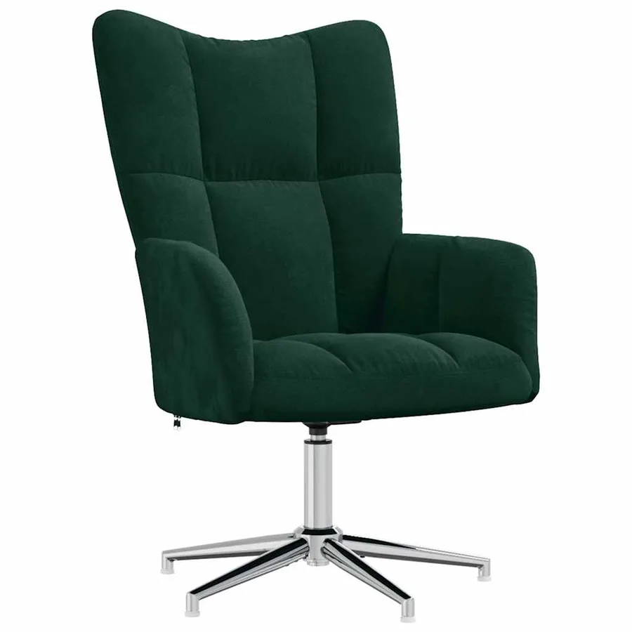 Chaise de relaxation avec tabouret Vert foncé Velours - 9
