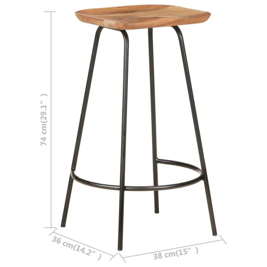 Tabourets de bar lot de 4 bois d'acacia solide - 10
