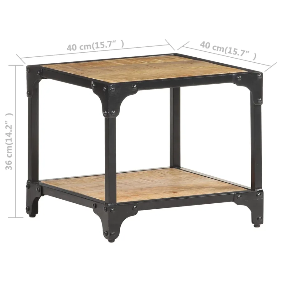 Table basse 40x40x36 cm Bois massif de manguier brut - 6