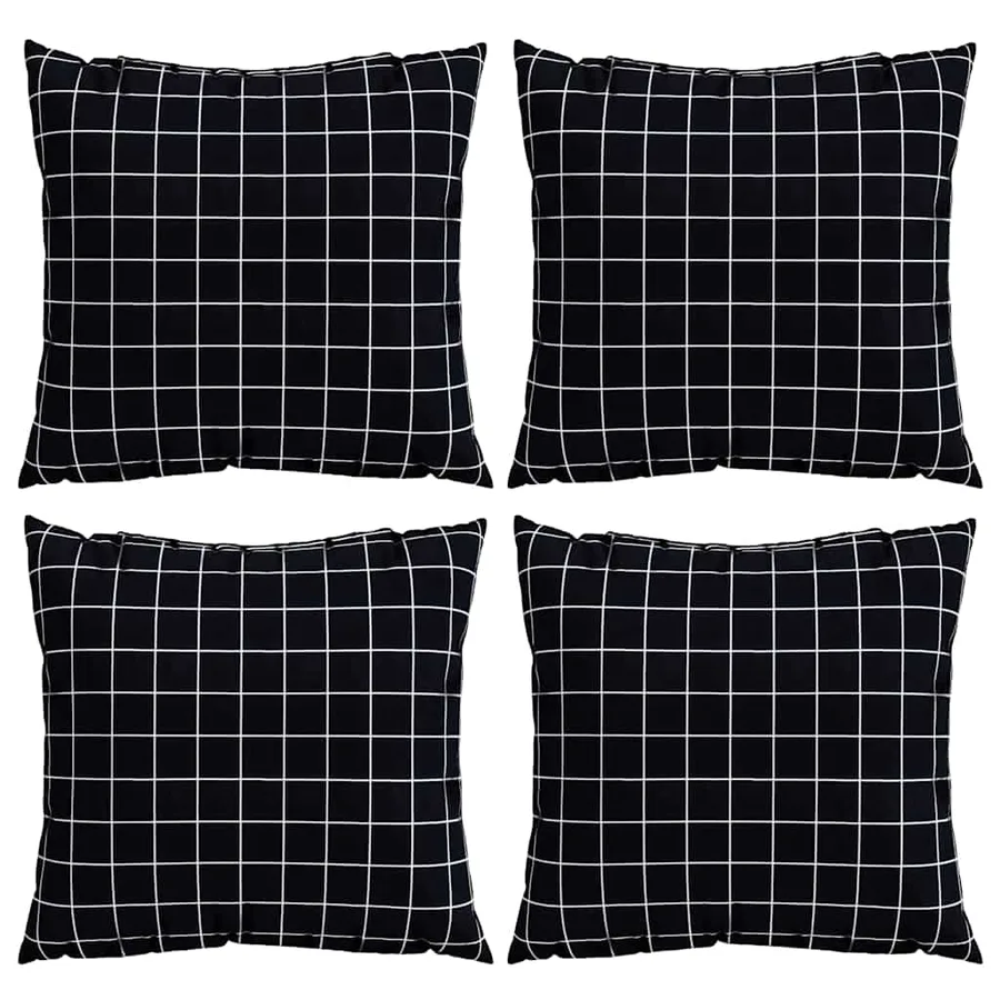 Coussins Éparpillés À carreaux 4 pcs Carreaux Noirs 50 x 50 cm - 2