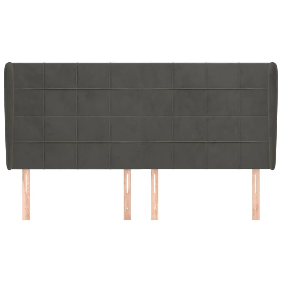 Tête de lit avec oreilles Noir 163x23x118/128 cm Velours - 3