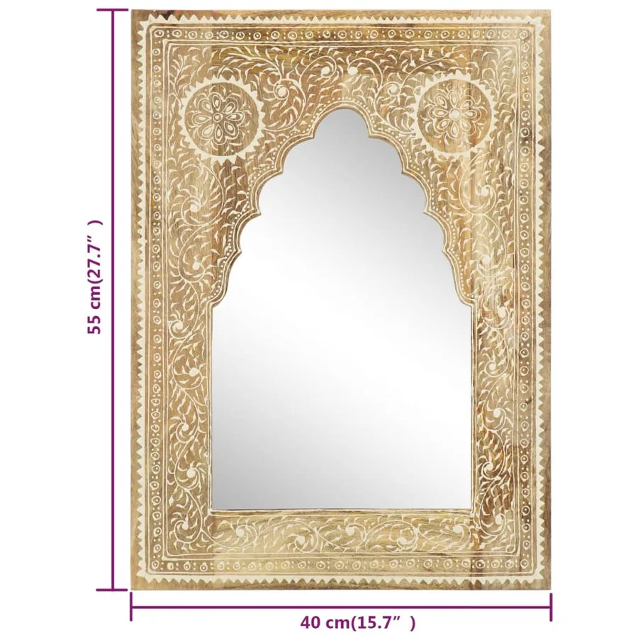 Miroir peint à la main 40x55 cm Bois de manguier solide - 6