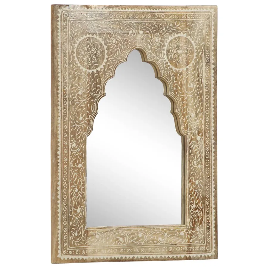 Miroir peint à la main 40x55 cm Bois de manguier solide - 9