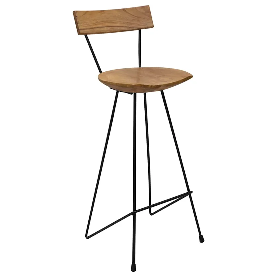 Tabourets de bar lot de 2 bois de teck massif - 2