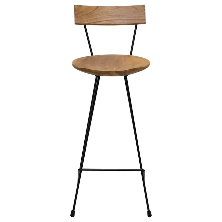 Tabourets de bar lot de 2 bois de teck massif - 3