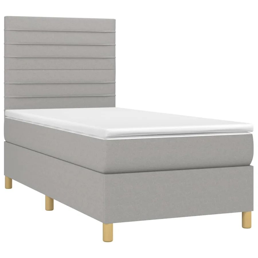Sommier à lattes de lit et matelas et LED Gris clair 90x190 cm - 3