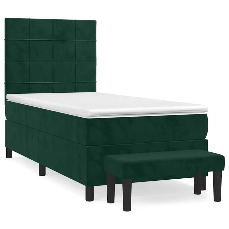 Sommier à lattes de lit avec matelas Vert foncé 100x200 cm - 2