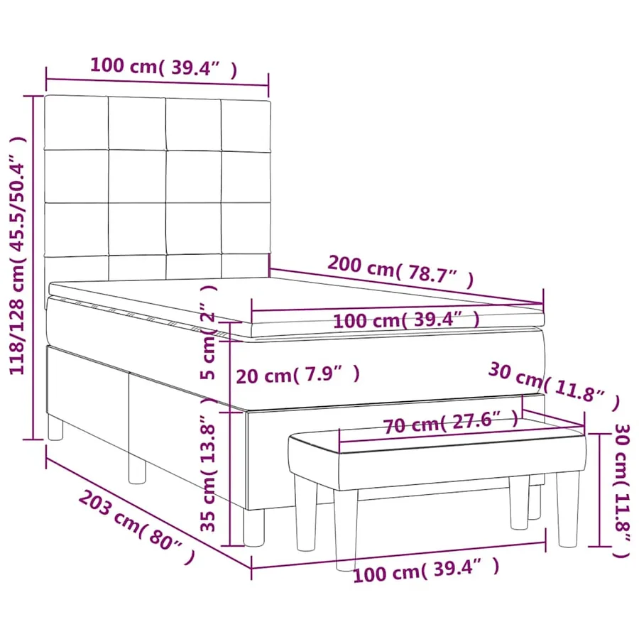 Sommier à lattes de lit avec matelas Vert foncé 100x200 cm - 9