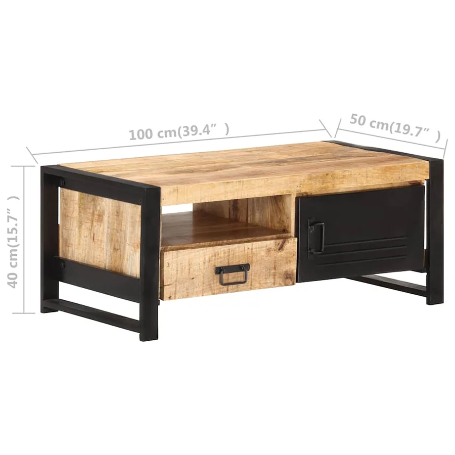 Table basse 100x50x40 cm Bois de manguier brut - 7
