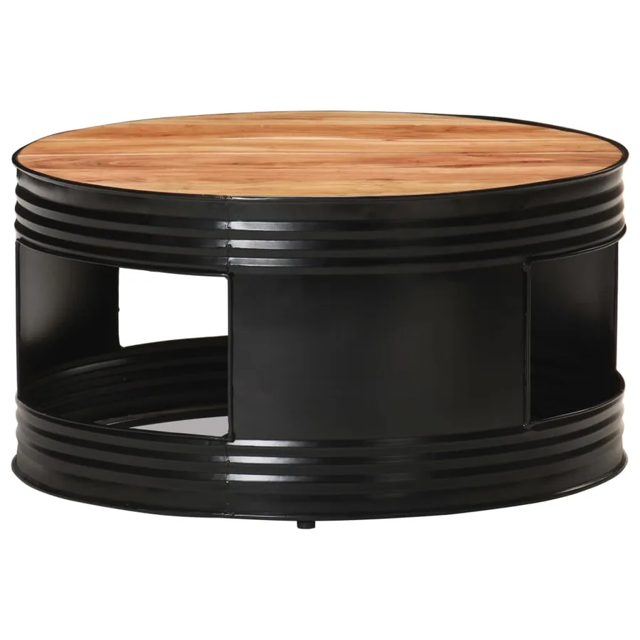 Table basse Noir 68x68x36 cm Bois d'acacia massif - 10