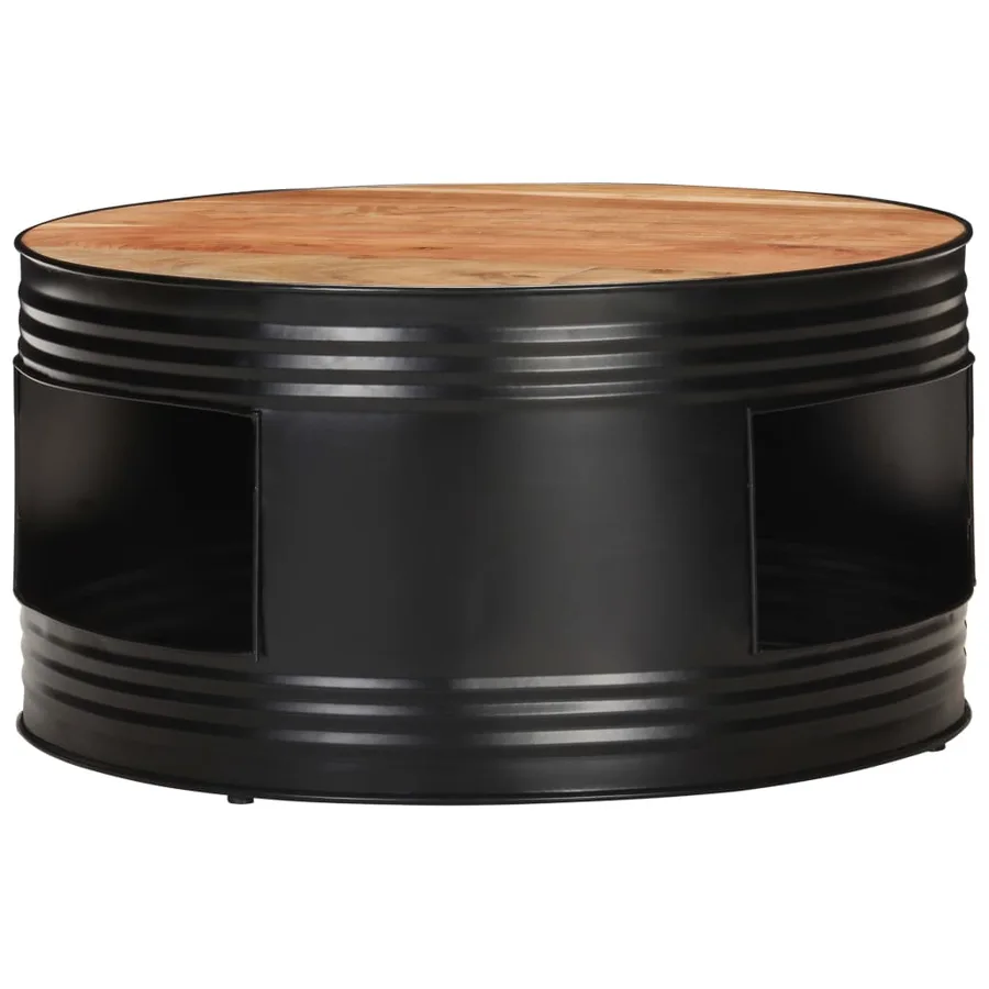 Table basse Noir 68x68x36 cm Bois d'acacia massif - 2