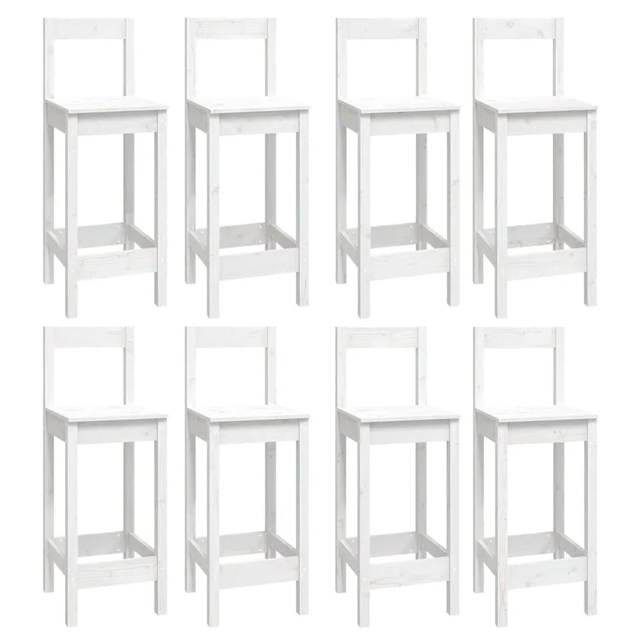 Ensemble de bar 9 pcs Blanc Bois de pin massif - 3