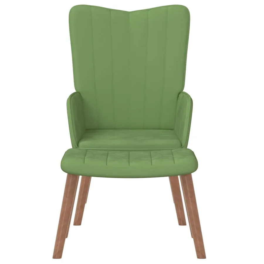 Chaise de relaxation avec repose-pied Vert clair Velours - 2
