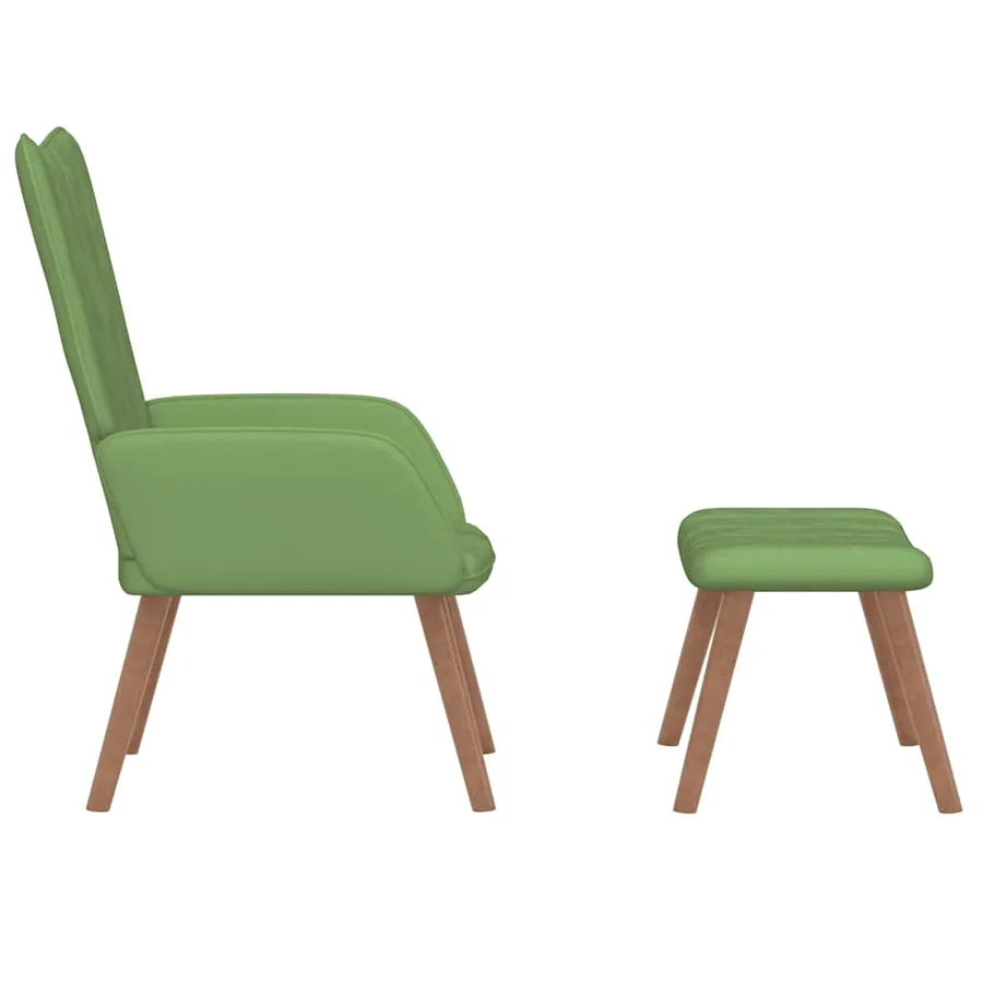 Chaise de relaxation avec repose-pied Vert clair Velours - 3