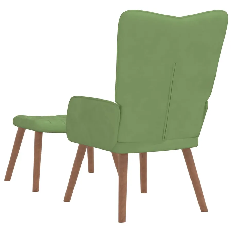 Chaise de relaxation avec repose-pied Vert clair Velours - 4