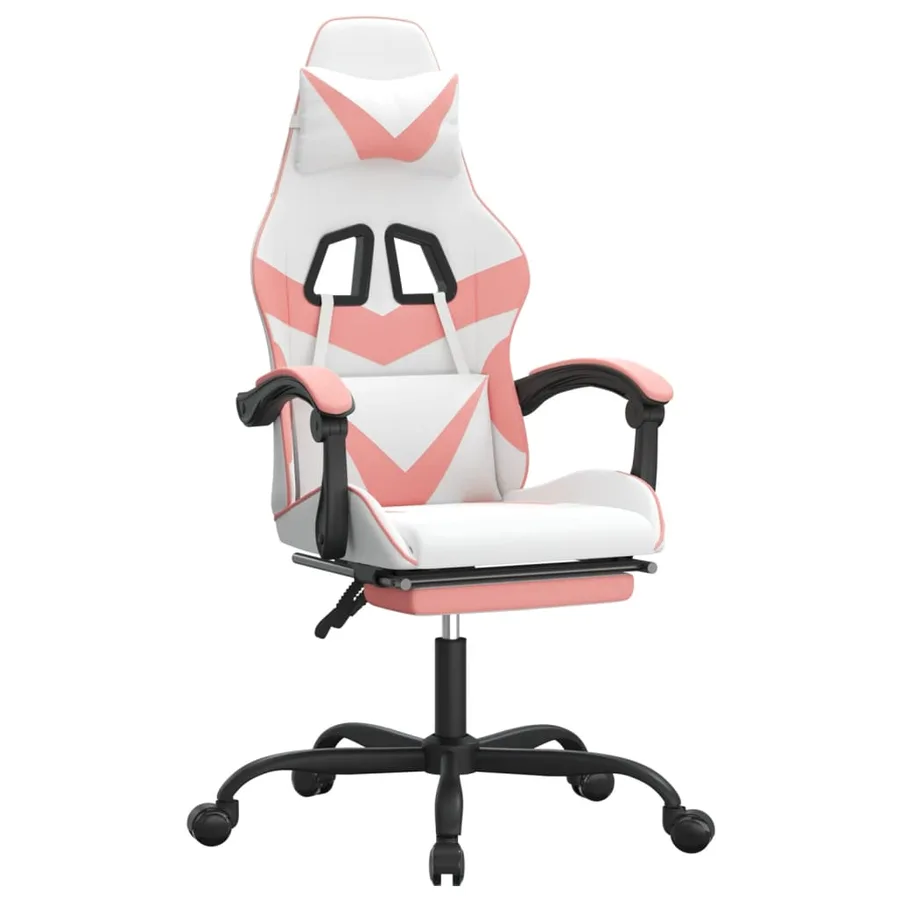 Chaise de jeu avec repose-pied Blanc et rose Similicuir - 2