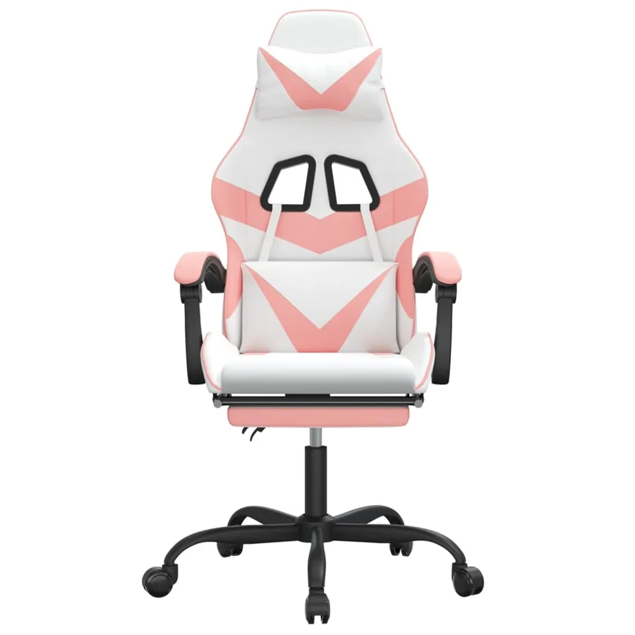 Chaise de jeu avec repose-pied Blanc et rose Similicuir - 3