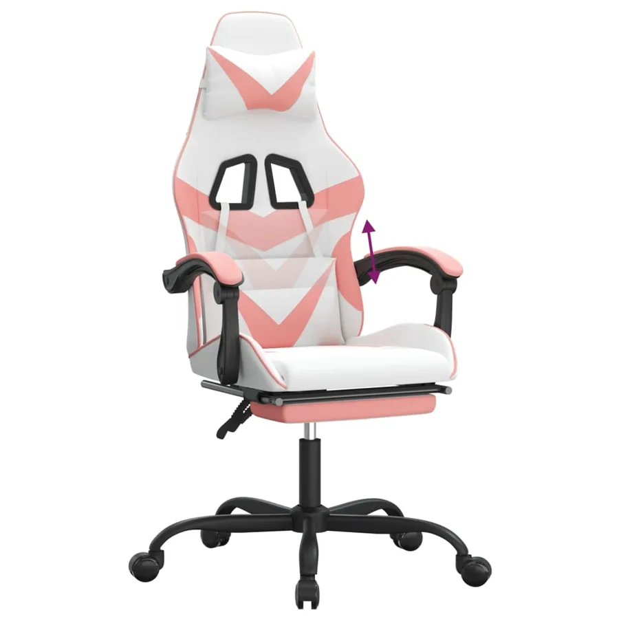 Chaise de jeu avec repose-pied Blanc et rose Similicuir - 8