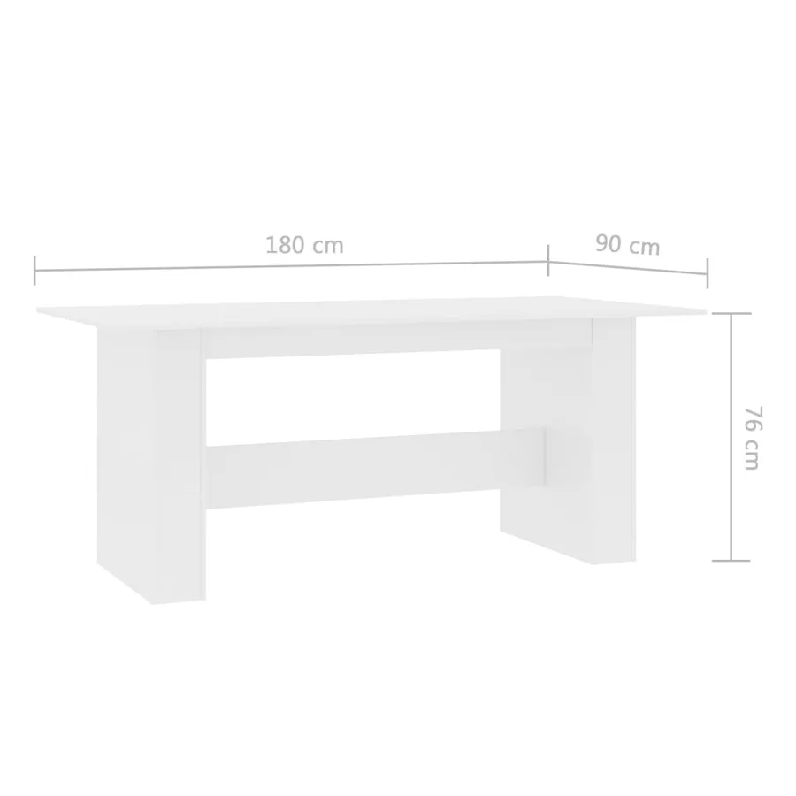 Table à manger Blanc 180x90x76 cm Bois d’ingénierie - 7