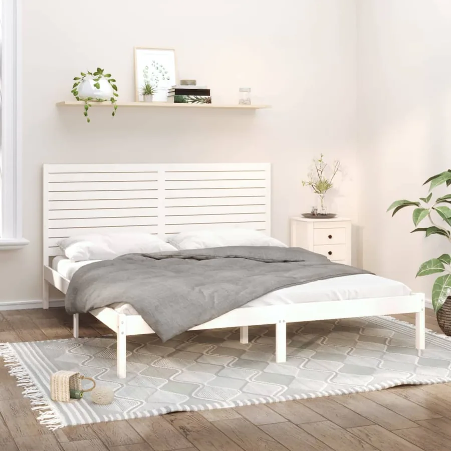 Cadre de lit sans matelas blanc 180x200 cm bois massif
