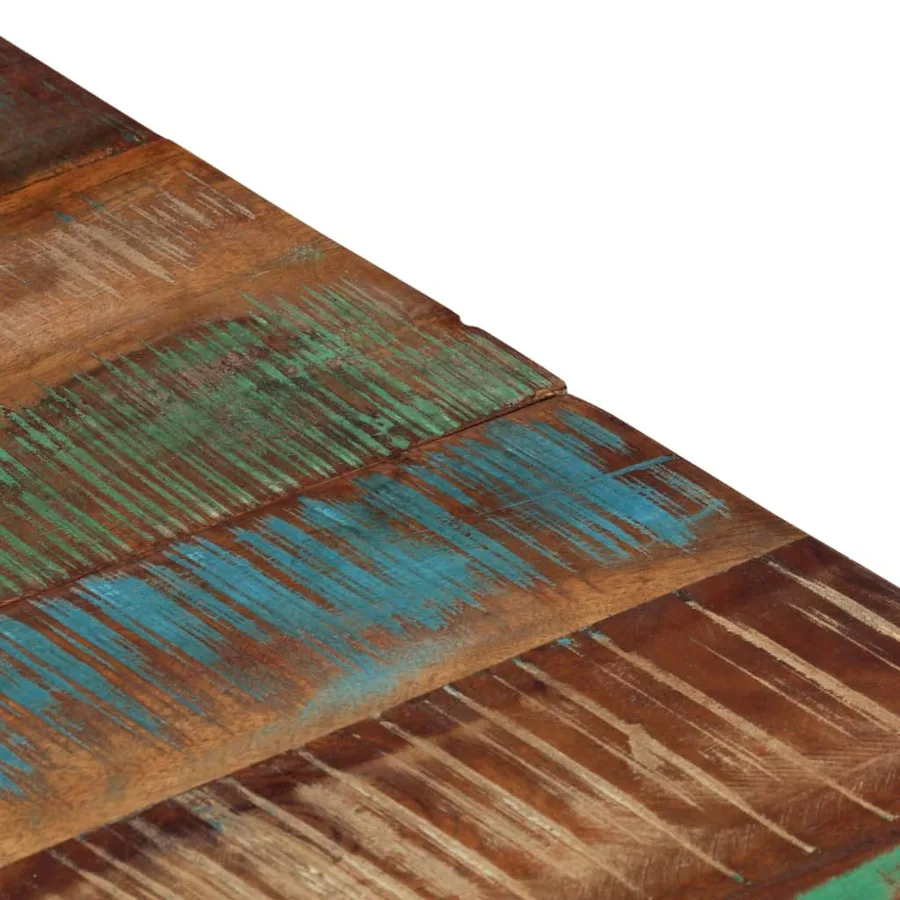 Table basse argenté acier inoxydable/bois massif récupération - 6