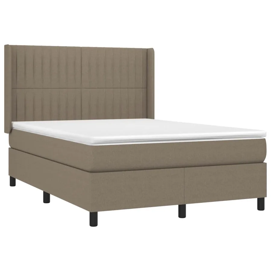 Sommier à lattes de lit avec matelas Taupe 140x190 cm Tissu - 3