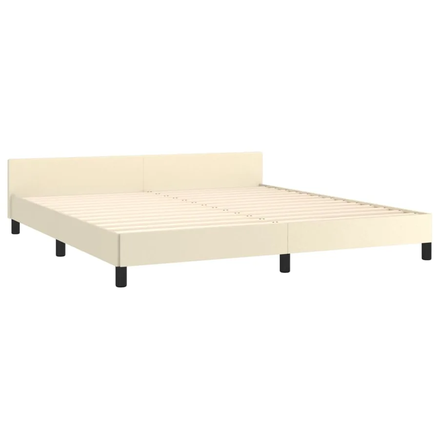Cadre de lit avec tête de lit Crème 180x200 cm Similicuir - 5