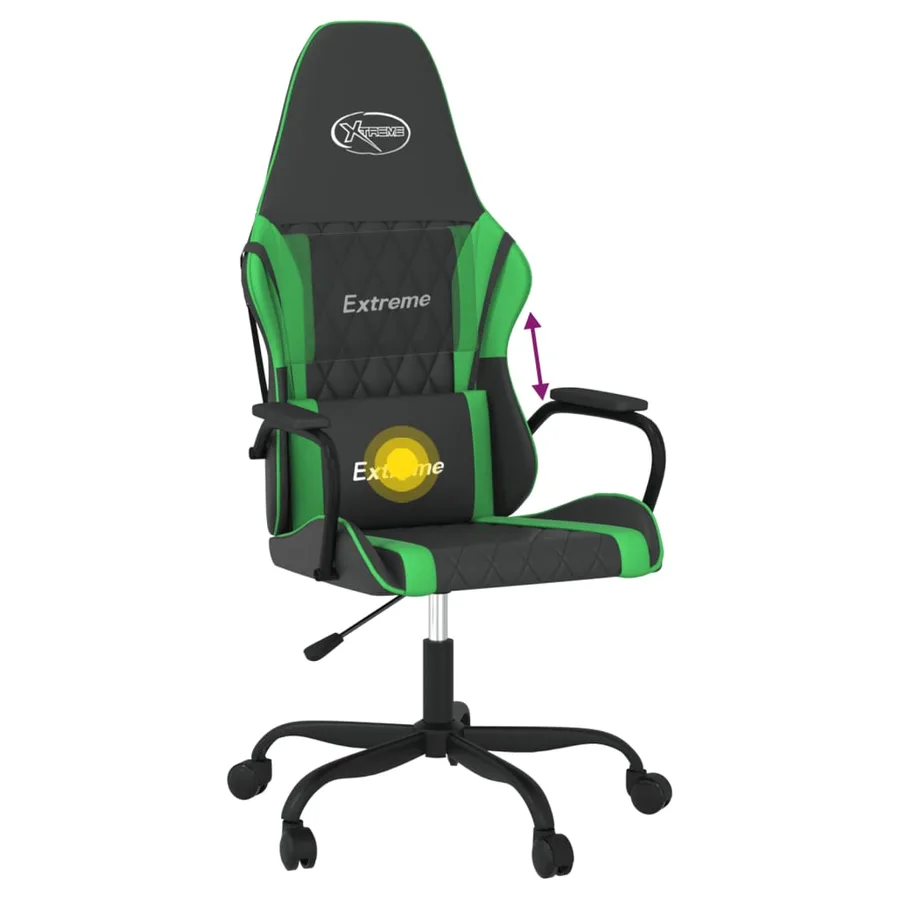 Chaise de jeu de massage Noir et vert Similicuir - 7